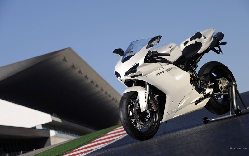 White Ducati sportbike on track