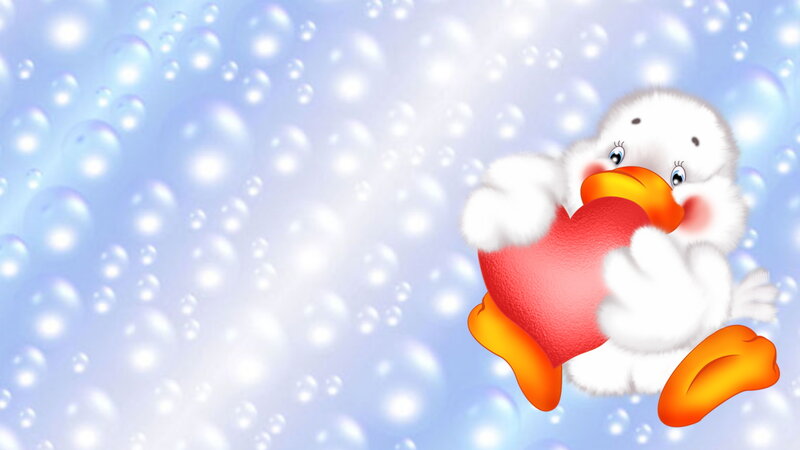White Duckling Holding Heart