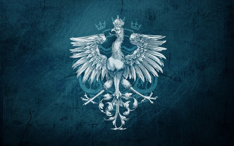White Eagle Emblem — Blue, Formal, Illustration