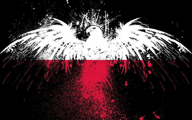 White Eagle with Red Splatter