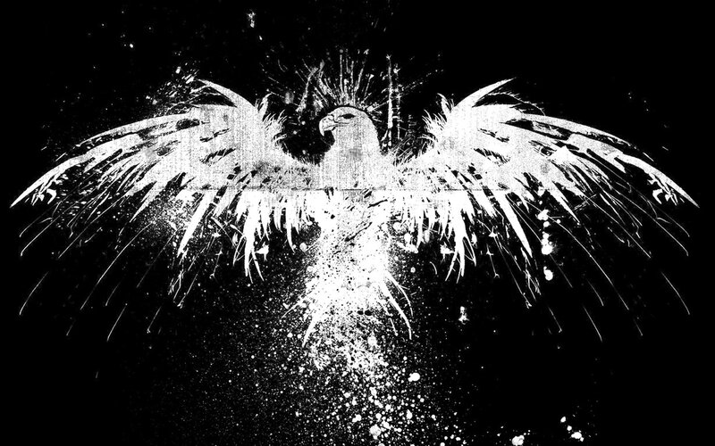 White Eagle with Spread Wings — Black