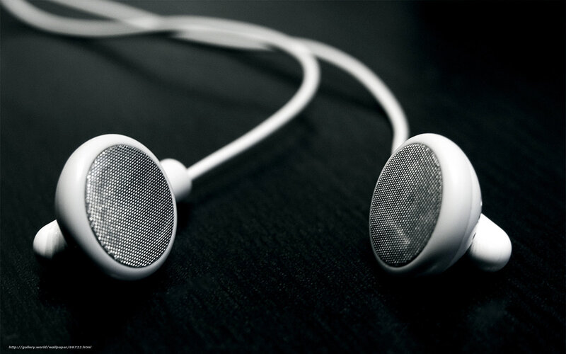 White Earbuds on Black Surface — Minimalist, Photograph, Cable