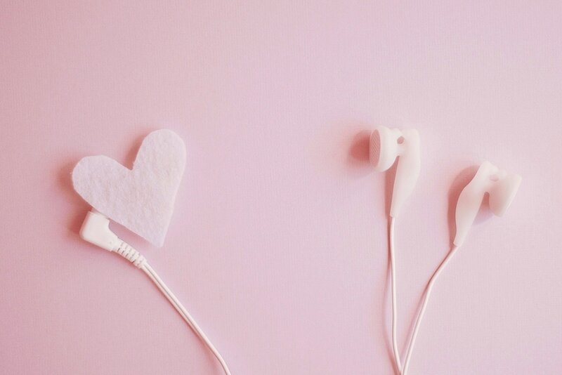 White Earbuds with Heart