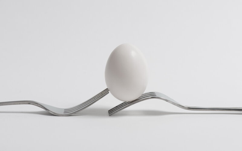 White Egg on Forks — Minimalist