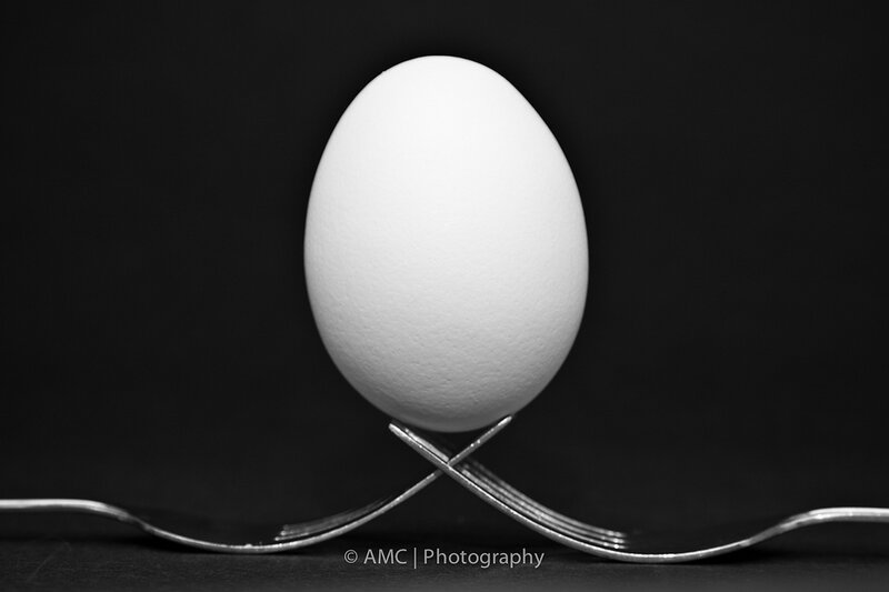 White Egg on Forks