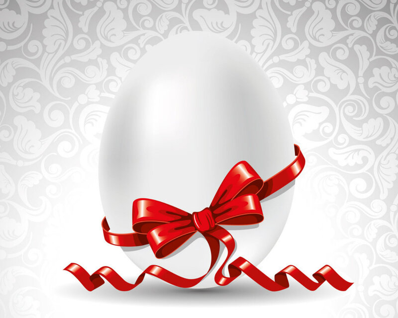 White Egg with Red Bow