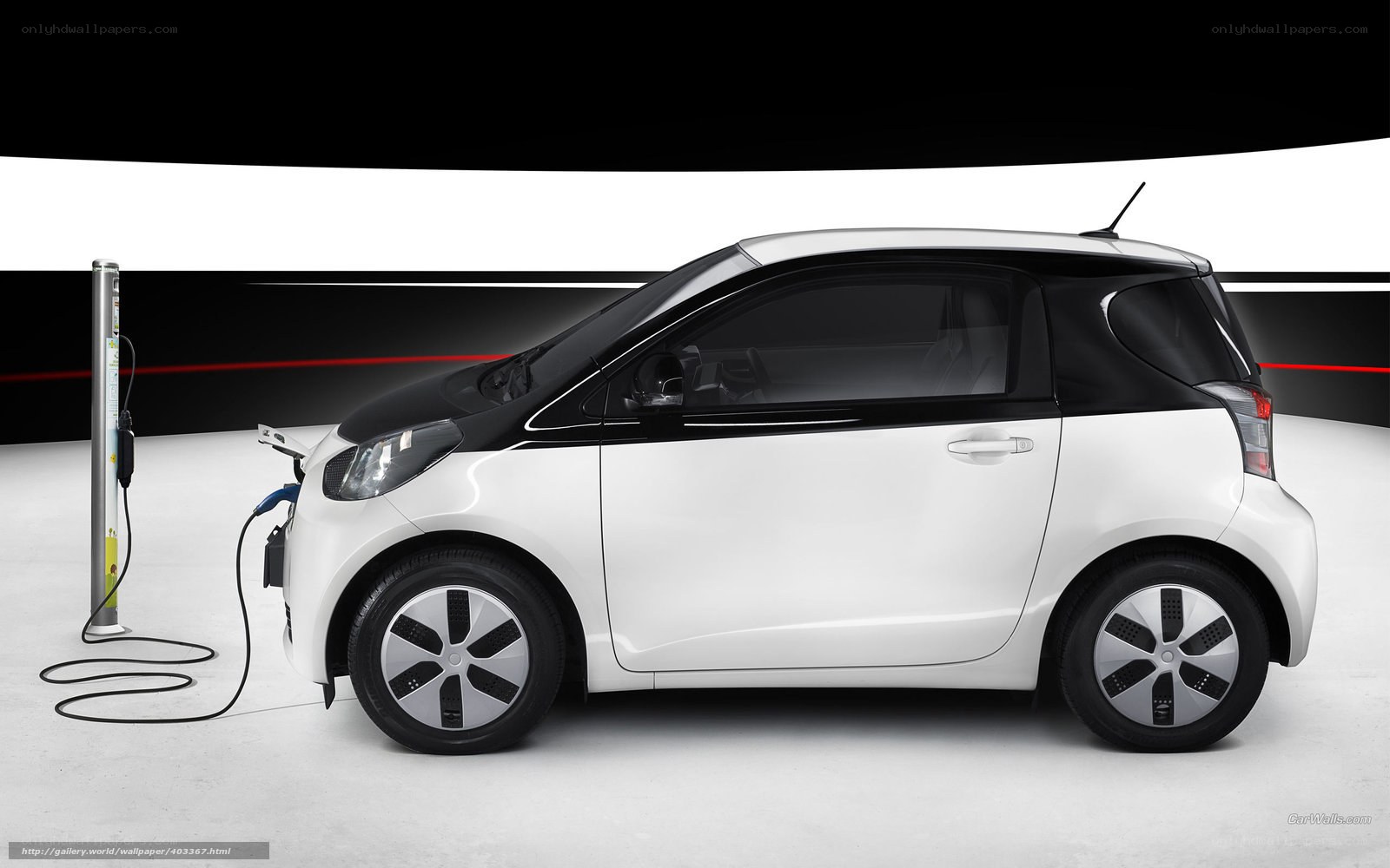 white electric car charging