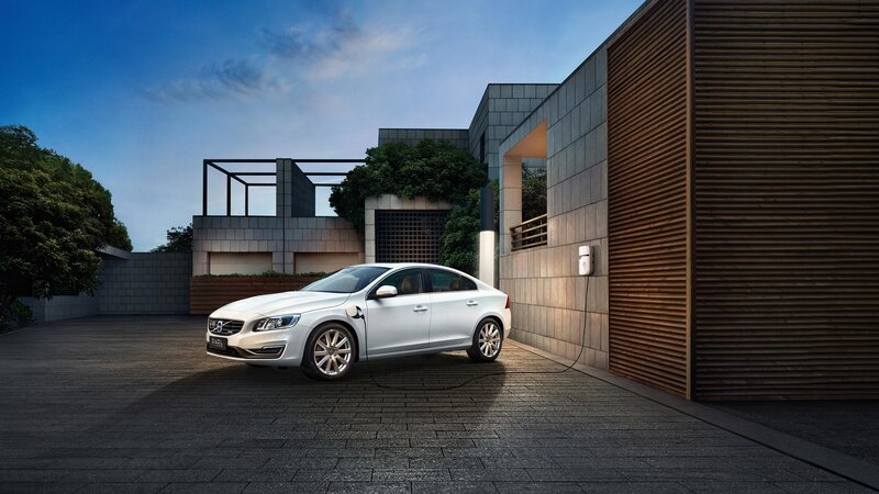White electric car charging