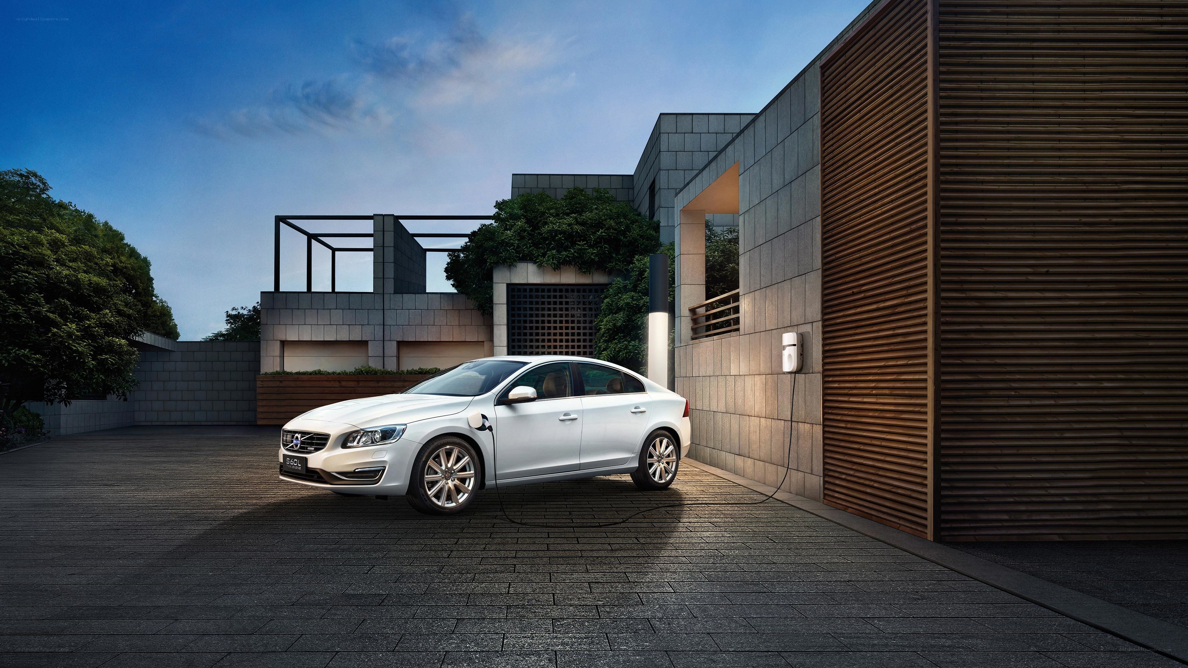 White electric car charging