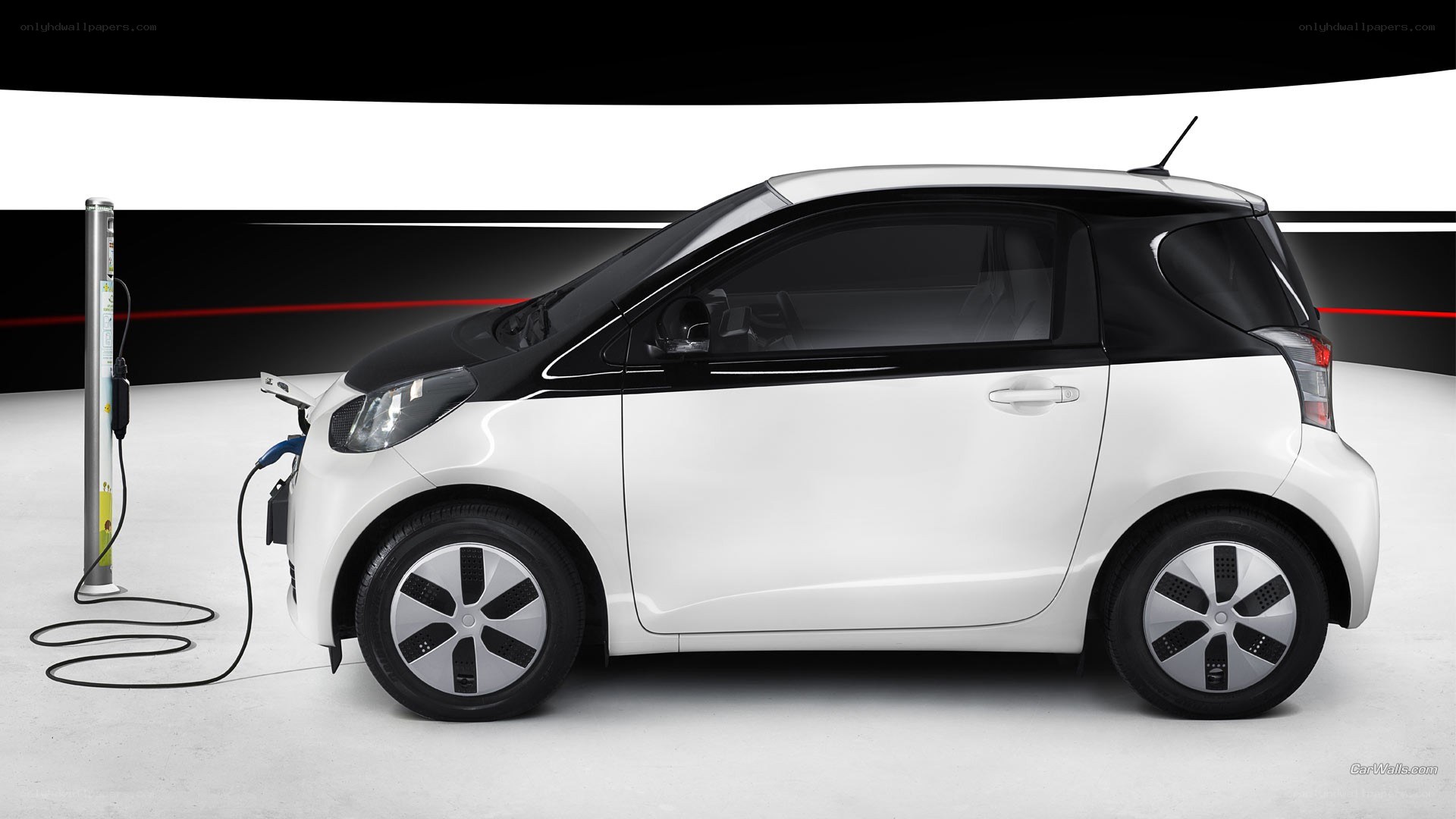 white electric car charging
