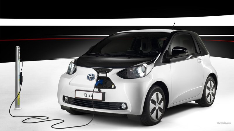 White Electric Car — Dramatic