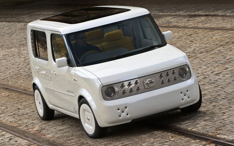 White Electric Car — Neutral, Photograph