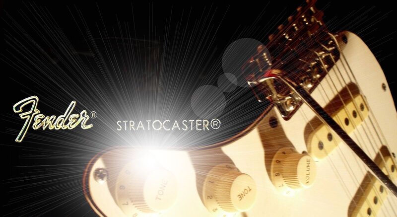 White Electric Guitar — Black, Dramatic