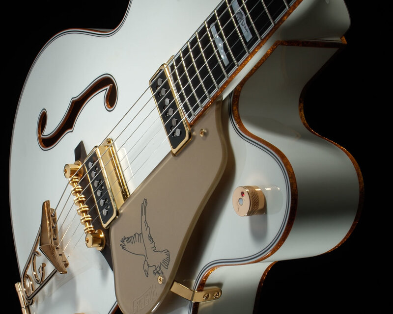 White Electric Guitar — Dramatic, Photograph, F-holes
