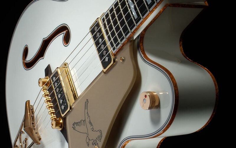 White Electric Guitar — Dramatic, Photograph, Fretboard
