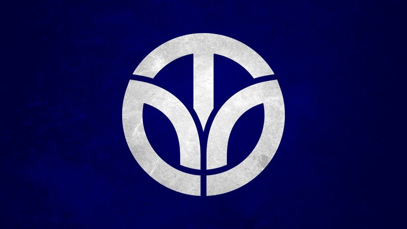 White Emblem on Blue