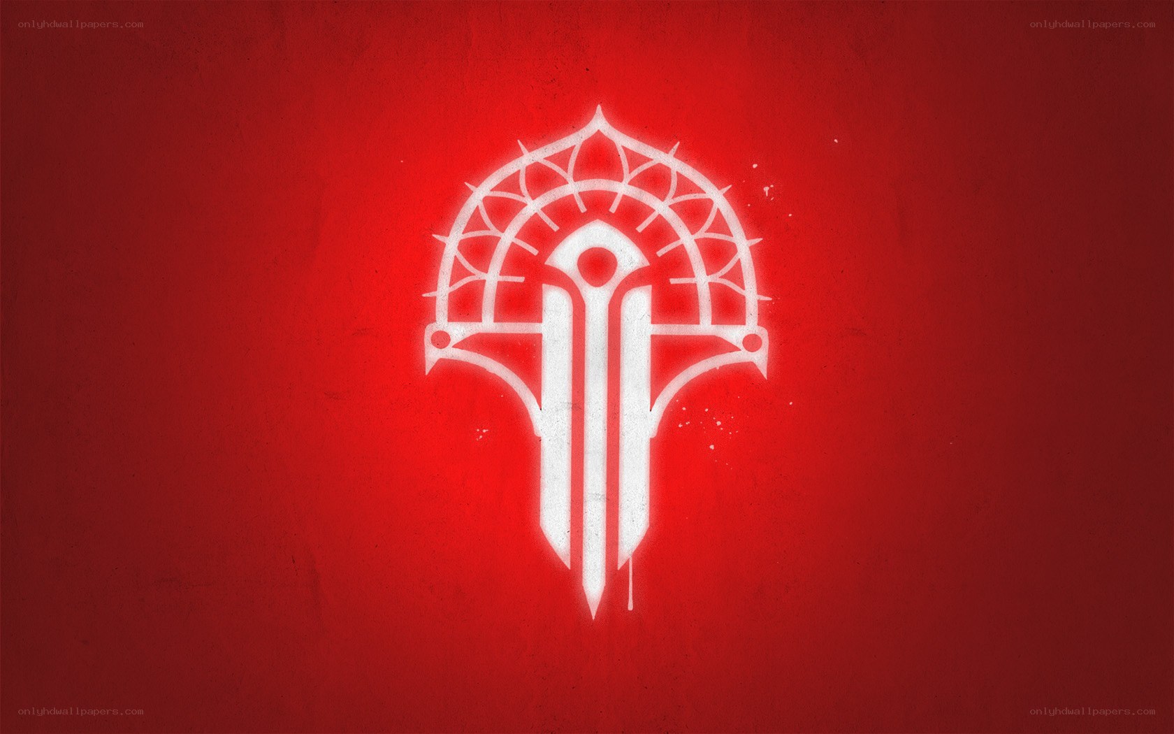 white emblem on red background