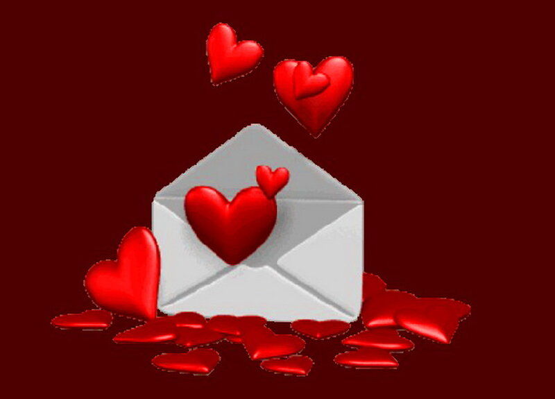 White Envelope with Hearts