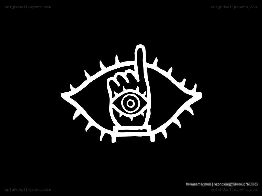 white eye symbol on black background