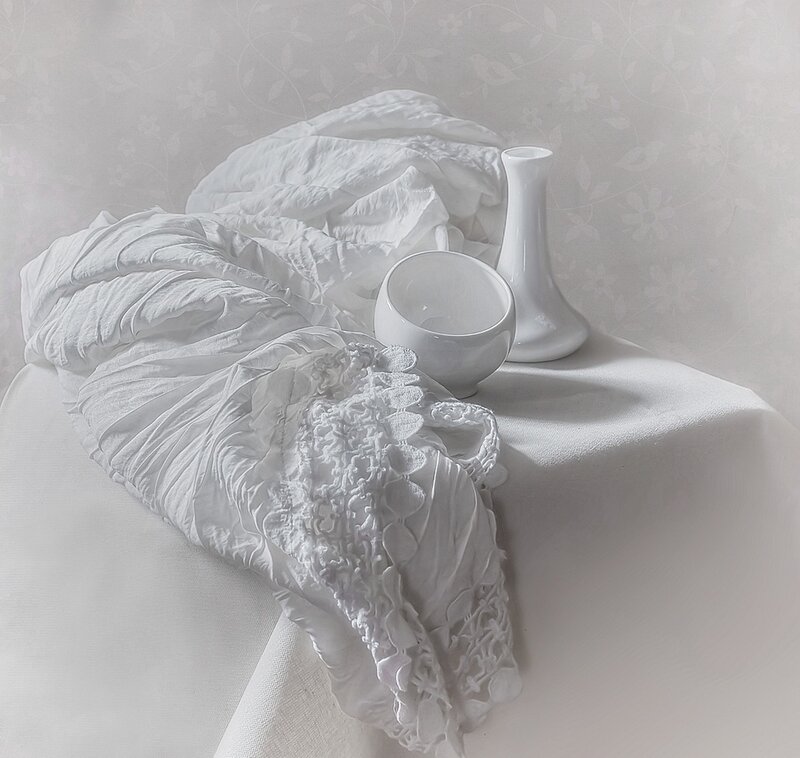 White Fabric and Ceramics