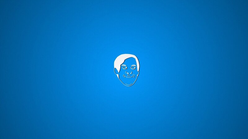white face icon on blue
