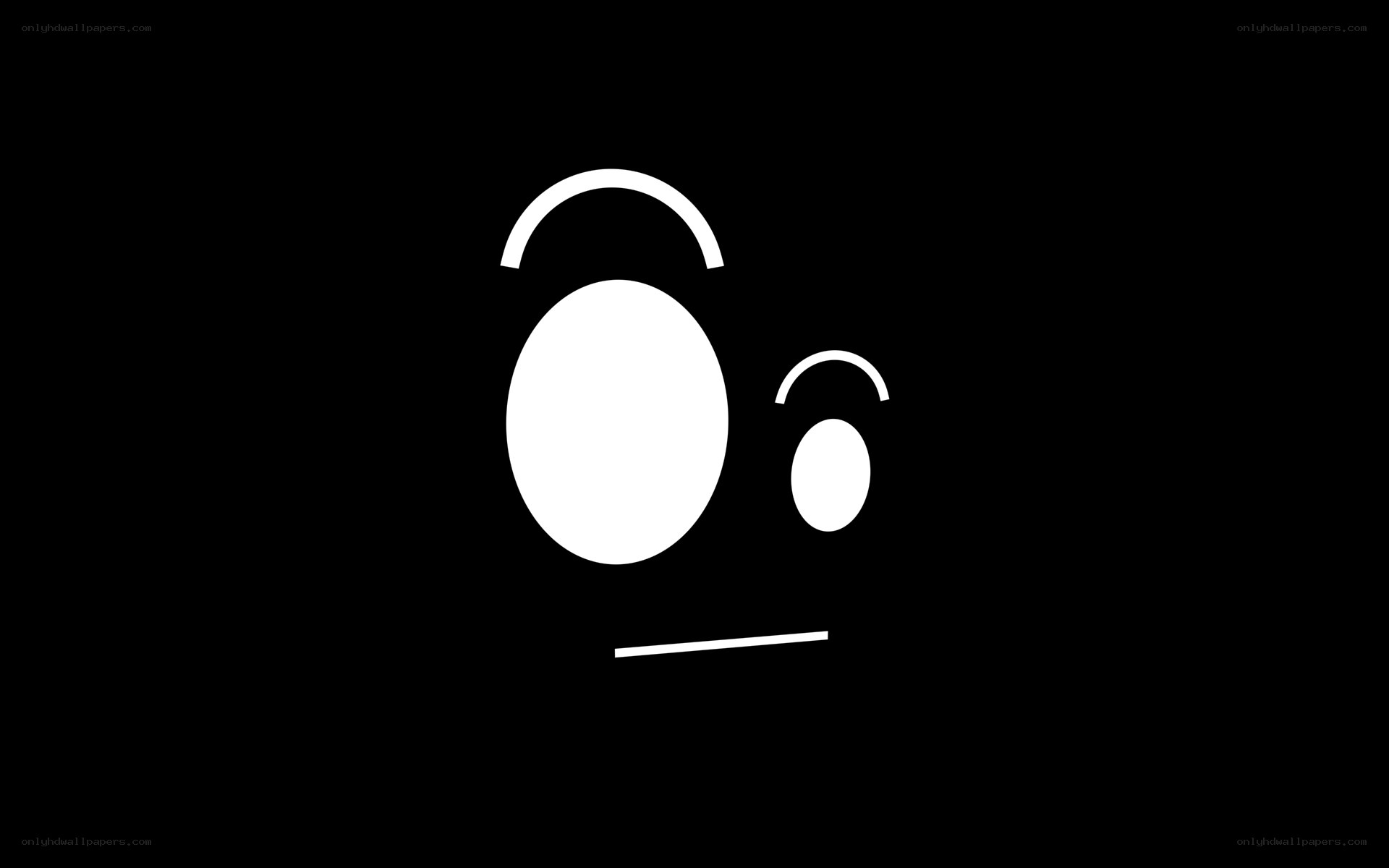 white face on black background