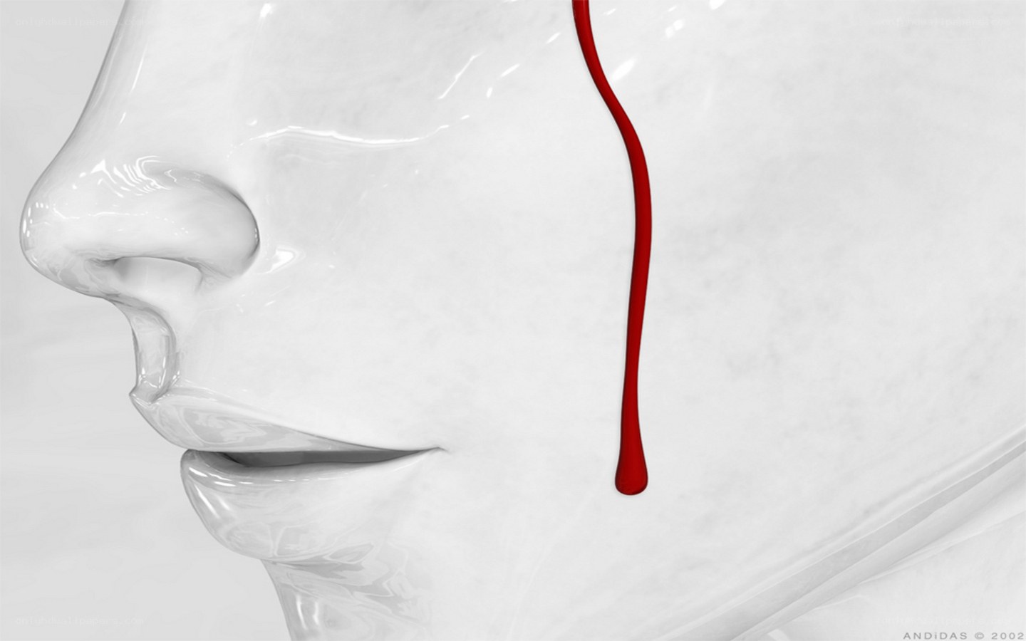 white face with red drip
