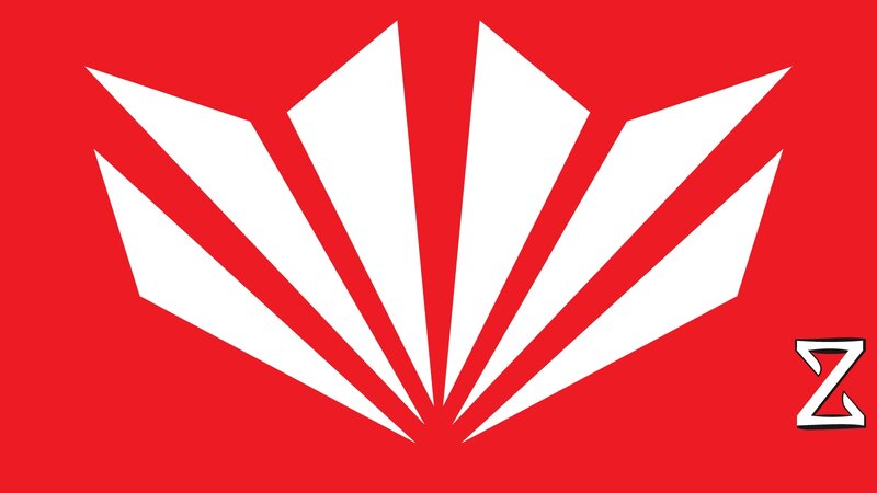 White Fan Shape — Red