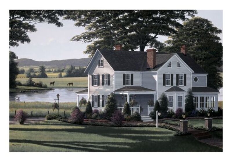 White Farmhouse by River