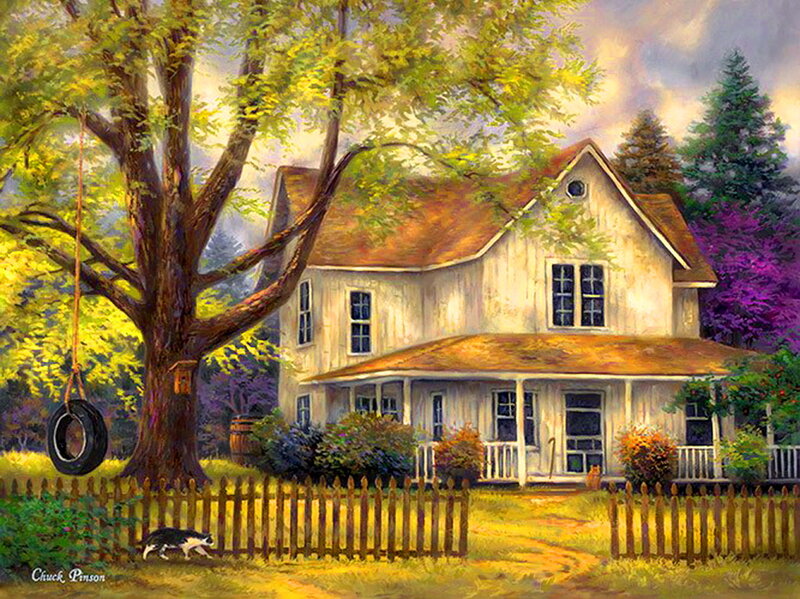 White Farmhouse with Porch