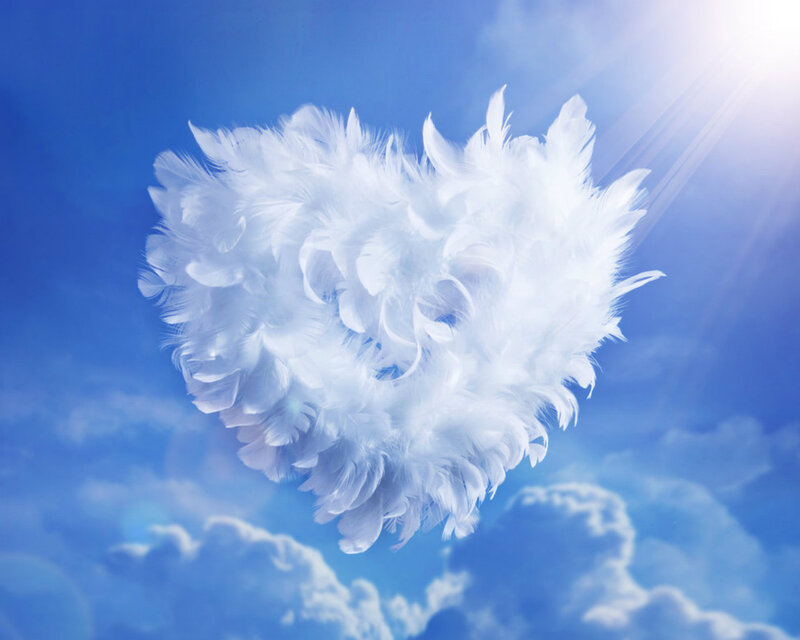 White Feather Heart — Blue, Serene