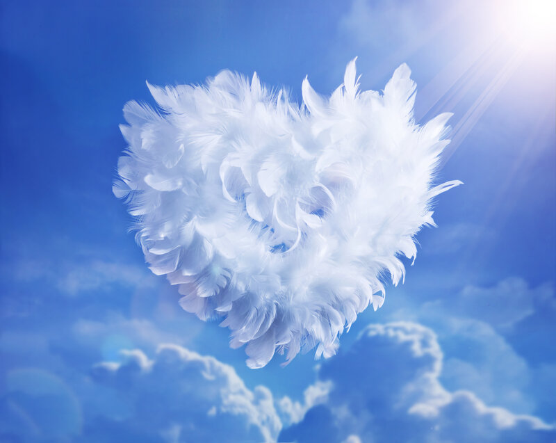 White Feather Heart — Blue