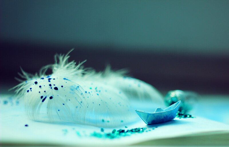 White Feather with Paper Boat