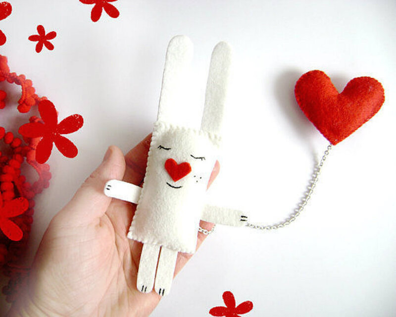 White Felt Bunny Toy