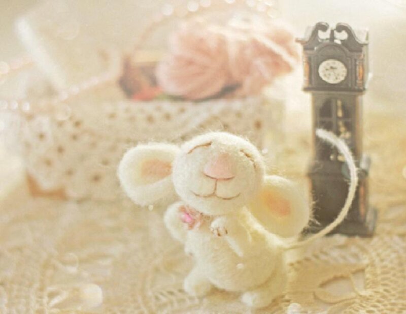 White Felt Mouse Toy
