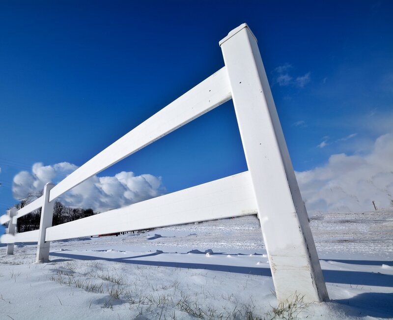 White Fence in Snow — Serene