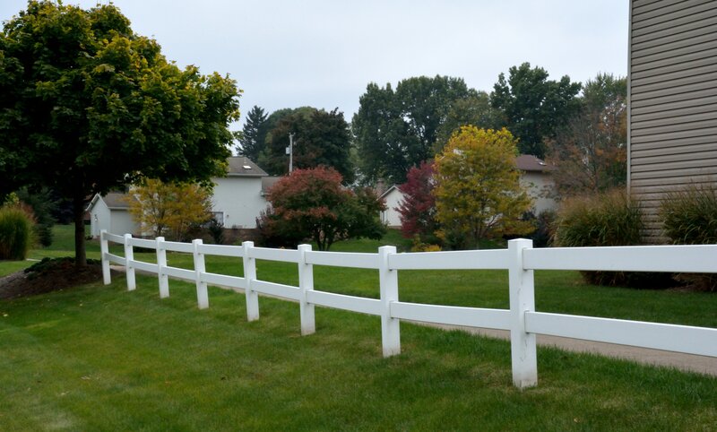 White Fence in Yard — Green, Calm