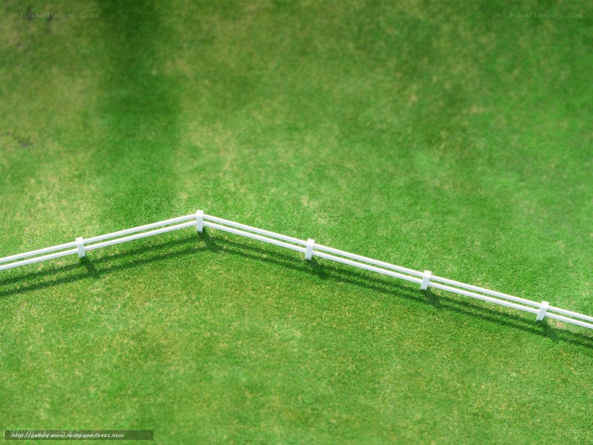 White fence on green grass