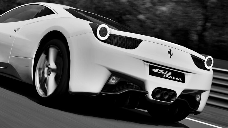 White Ferrari 458 Italia in motion