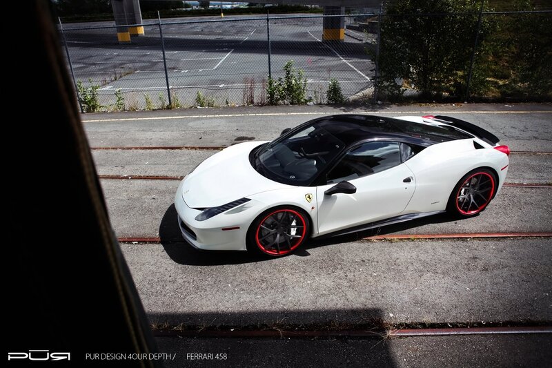 White Ferrari 458 with red wheels