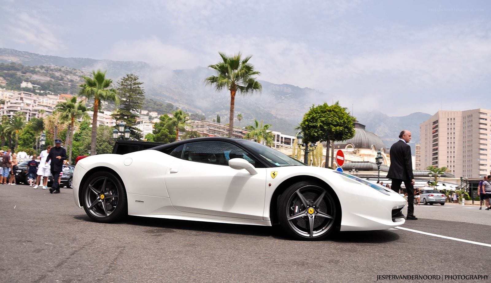White Ferrari at a public event