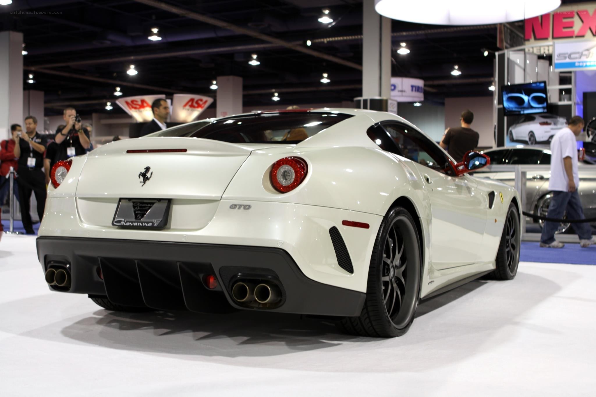 White Ferrari at auto show