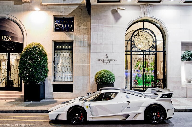 White Ferrari at Four Seasons Hotel