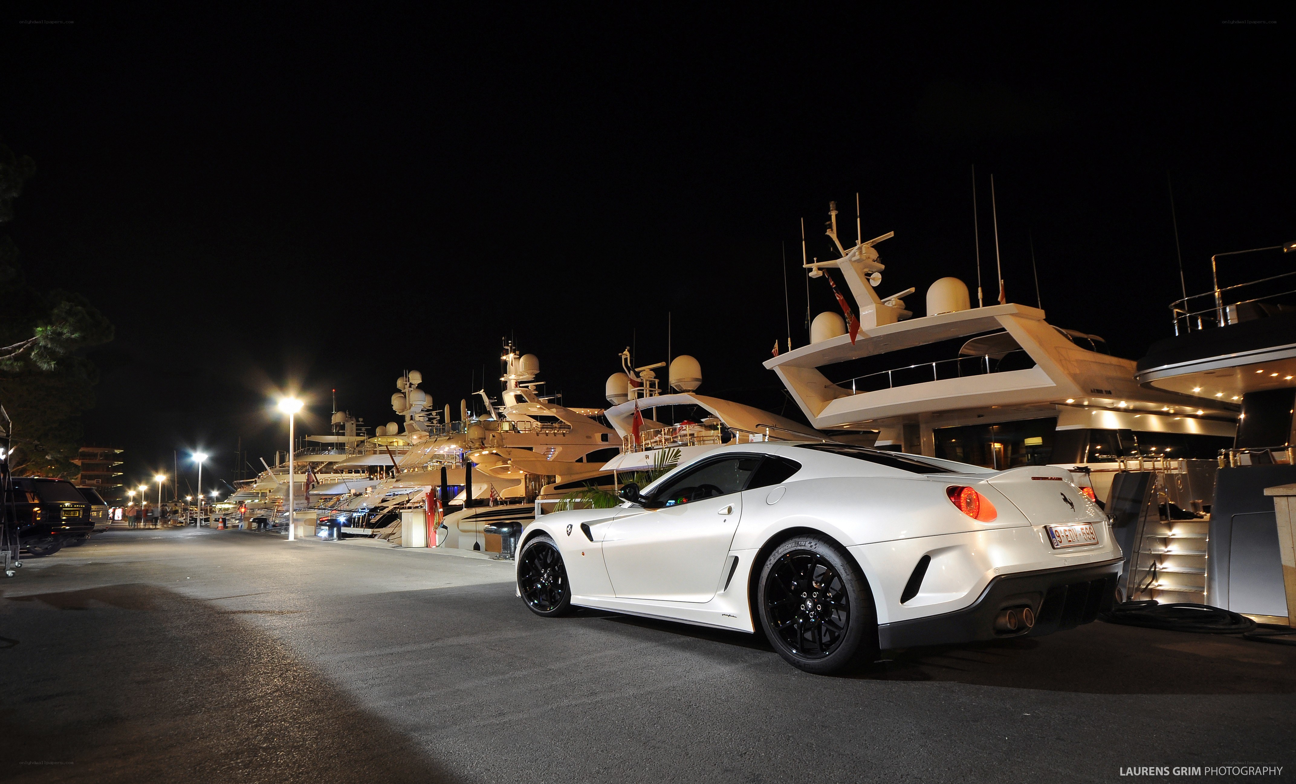 White Ferrari at marina