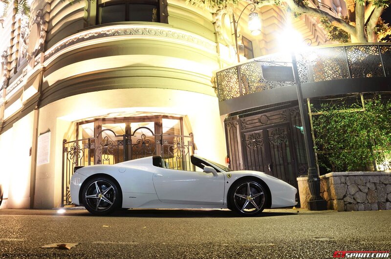 white ferrari at night