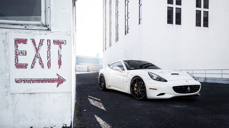 White Ferrari Car — Dramatic, Photograph, Building, Sign