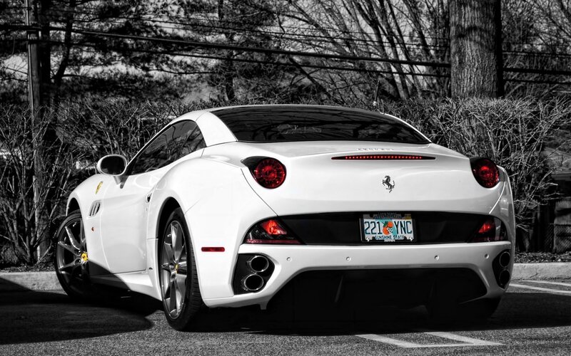 white ferrari car rear view