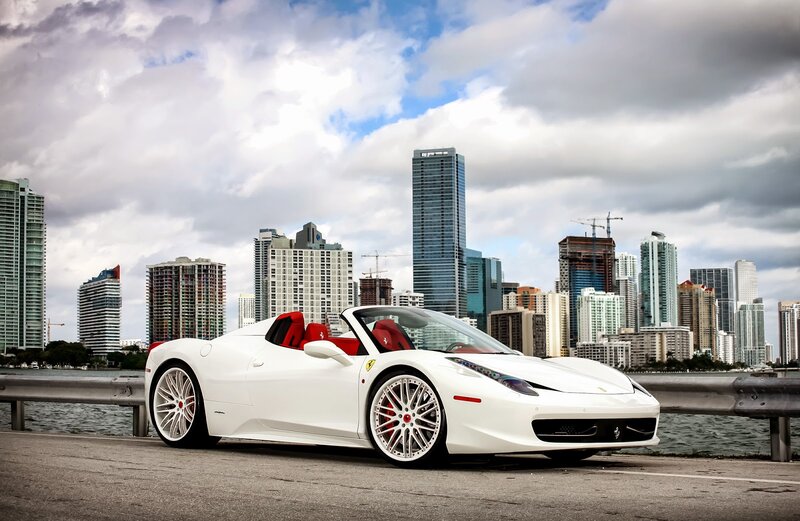 White Ferrari Convertible — Dramatic, Afternoon