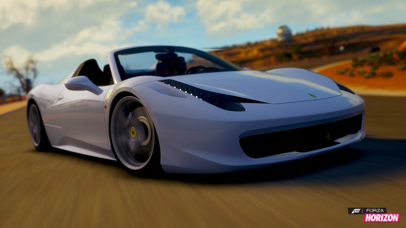 White Ferrari Convertible — Dynamic
