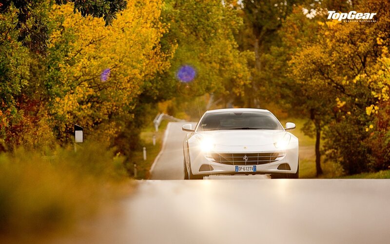 White Ferrari Driving